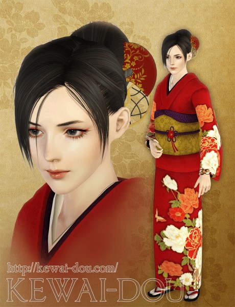 Japanese hairstyle by Kewai Dou for Sims 3