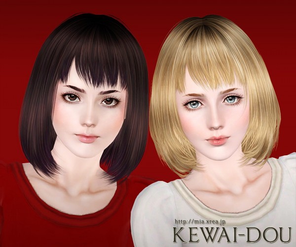 Smooth and shiny bob with bangs hairstyle   Cecile.K by Kewai Dou for Sims 3