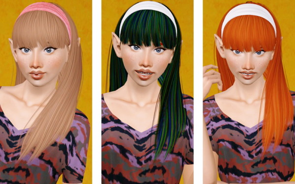 Headband with bangs hairstle   Cool Sims 108 retextured by Beaverhausen for Sims 3