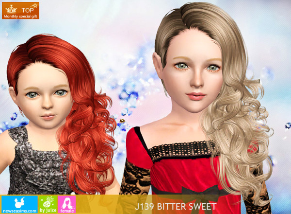 Curly side hairstyle J138 Bitter Sweet for Sims 3