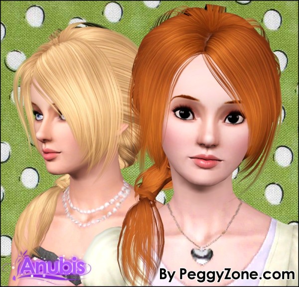 Formal side ponytail hairstyle Peggy`s 507 retextured by Anubis for Sims 3