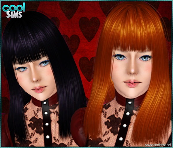 Long bob with bangs hairstyle 95 by Anto for Sims 3