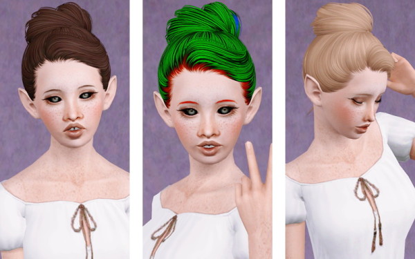 Sicked back topknot hairstyle Skysims 144 retextured by Beaverhausen  for Sims 3