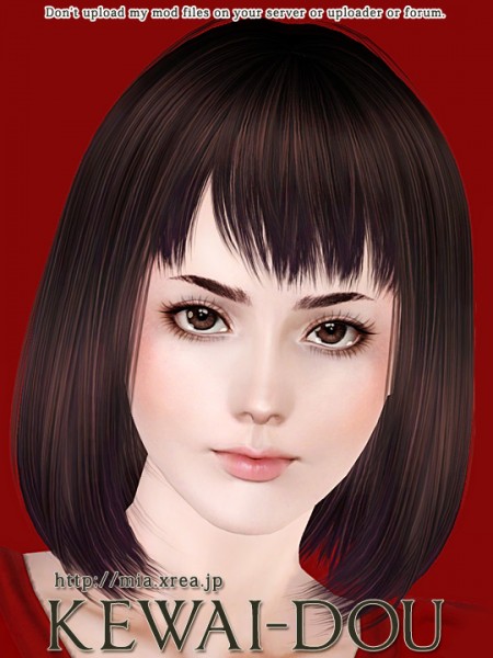 Smooth and shiny bob with bangs hairstyle   Cecile.K by Kewai Dou for Sims 3