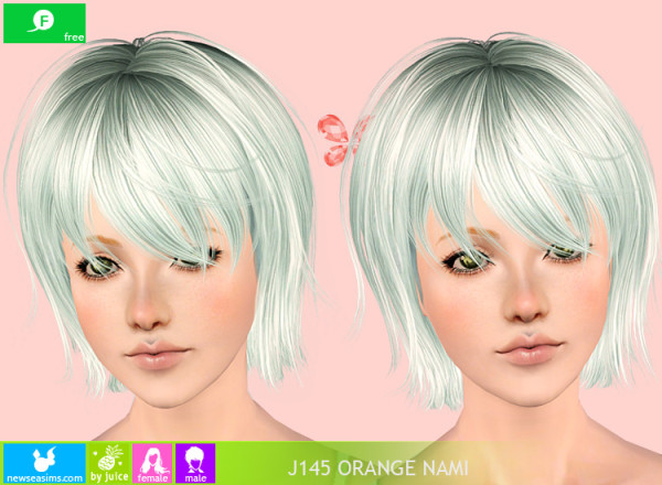 Gorgeous look hairstyle   J145 Orange Nami for Sims 3
