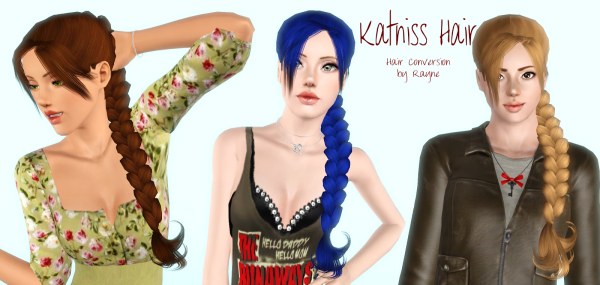 Huge braid hairstyle retextured by Rayne`s Factory for Sims 3