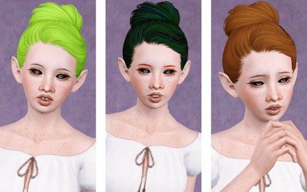 Sicked back topknot hairstyle Skysims 144 retextured by Beaverhausen  for Sims 3