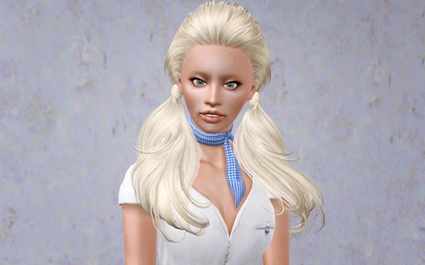 Double wrapped ponytails hairstyle Skysims 88 retextured by Beaverhausen  for Sims 3