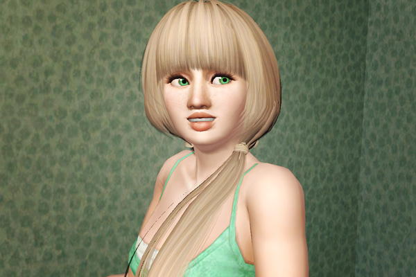 Two ponytails with deep bangs retextured by Beaverhausen for Sims 3