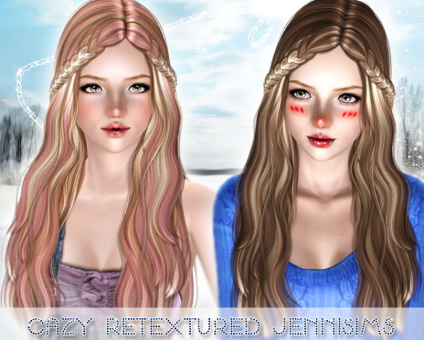 Double up braids hairstyle retextured by JenniSims for Sims 3