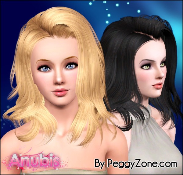 Covering shoulders hairstyle Peggy`s 704 retextured by Anubis for Sims 3
