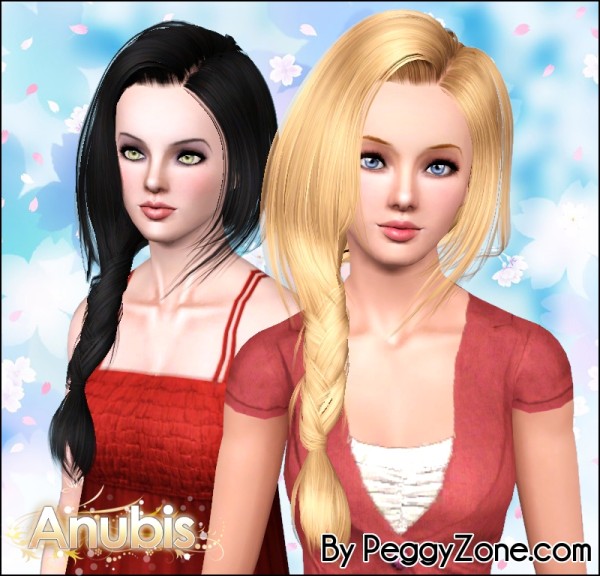 Side fishtail hairstyle Peggy`s 621 retextured by Anubis for Sims 3