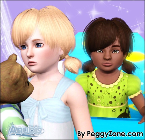 Two small pigtail hairstyle Peggy`s 532 retextured by Anubis for Sims 3