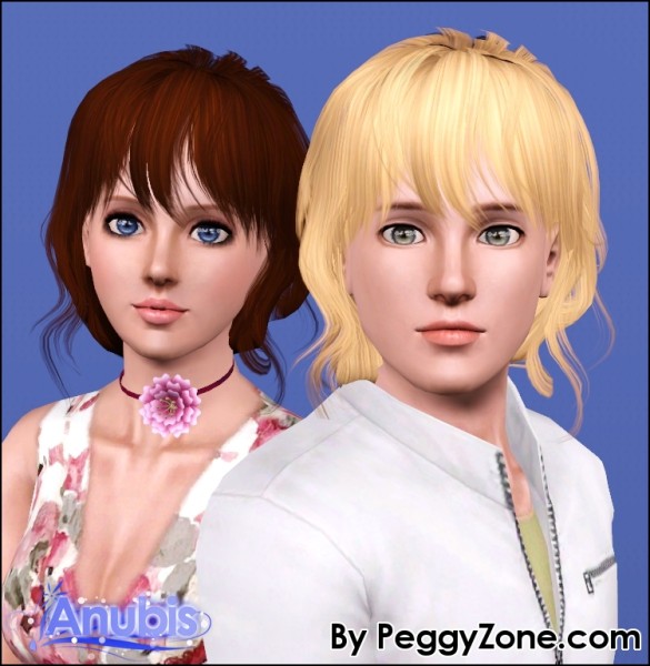Ponytail with layered bangs hairstyle Peggy`s 040 retextured by Anubis for Sims 3