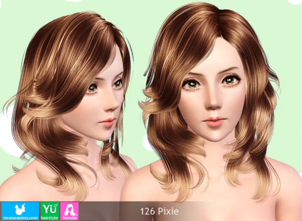 Middle parth chin lenght hairstyle   126 Pixie by NewSea for Sims 3