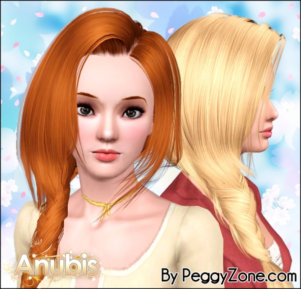 Side fishtail hairstyle Peggy`s 621 retextured by Anubis for Sims 3
