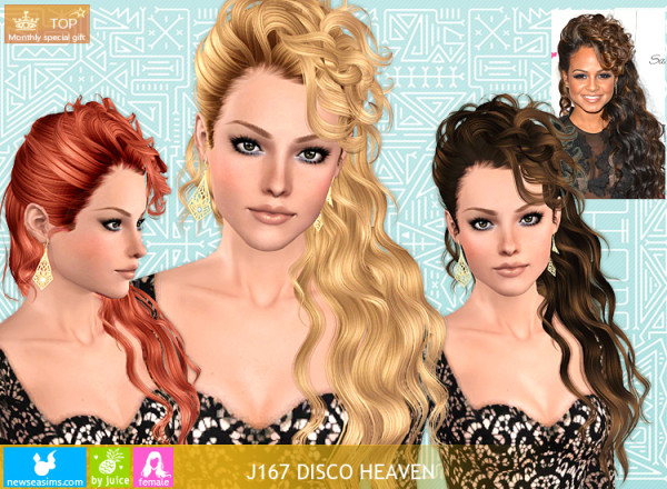 The 90`s curly hairstyle   J167 Disco Heaven by New Sea for Sims 3