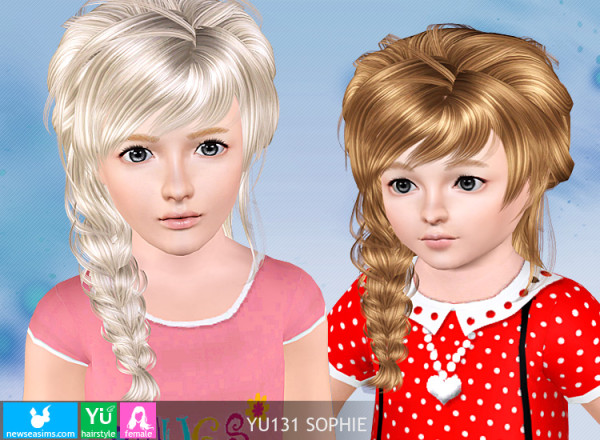 Big bangs with side braid hairstyle YU131 Sophie by NewSea for Sims 3