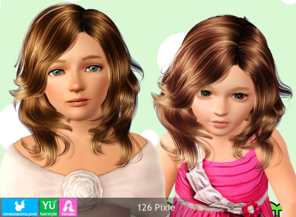 Middle parth chin lenght hairstyle   126 Pixie by NewSea for Sims 3