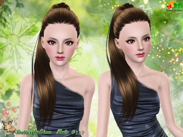 Updo ponytail hairstyle 117 by Butterfly for Sims 3