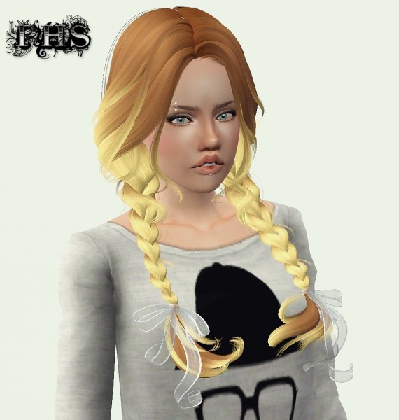 Double braid hairstyle Newsea Clover retextured by Phantasia for Sims 3