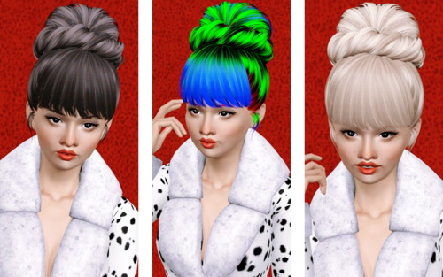 Twisted chignon hairstyle   Skysims 159 retextured by Beaverhausen for Sims 3