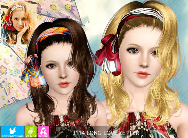 Scarf hairstyle J114 LongLove Letter by NewSea for Sims 3