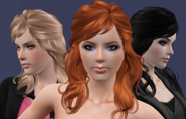 Half up half down waved hairstyle NewSea`s Ladder to Heaven retextured by Bring Me Victory for Sims 3