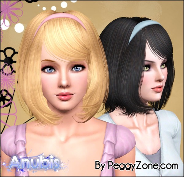 Bob with headband and bangs hairstyle Peggy`s 691 retextured by Anubis for Sims 3