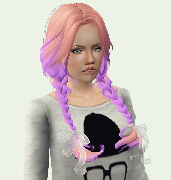 Double braid hairstyle Newsea Clover retextured by Phantasia for Sims 3