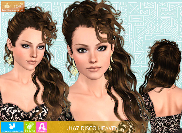 The 90`s curly hairstyle   J167 Disco Heaven by New Sea for Sims 3