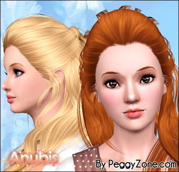 Half Up hairstyle Peggy`s hairstyle retextured by Anubis for Sims 3
