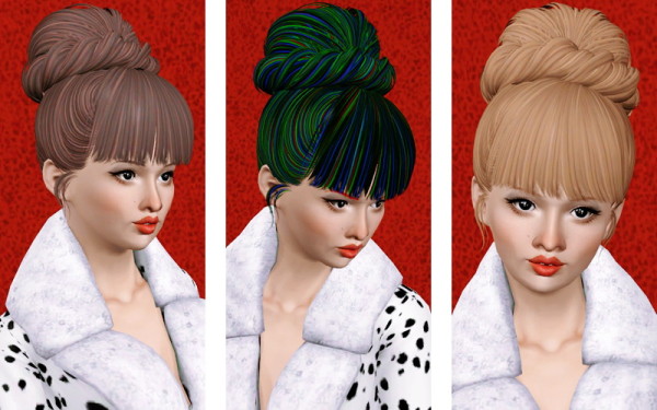 Twisted chignon hairstyle   Skysims 159 retextured by Beaverhausen for Sims 3