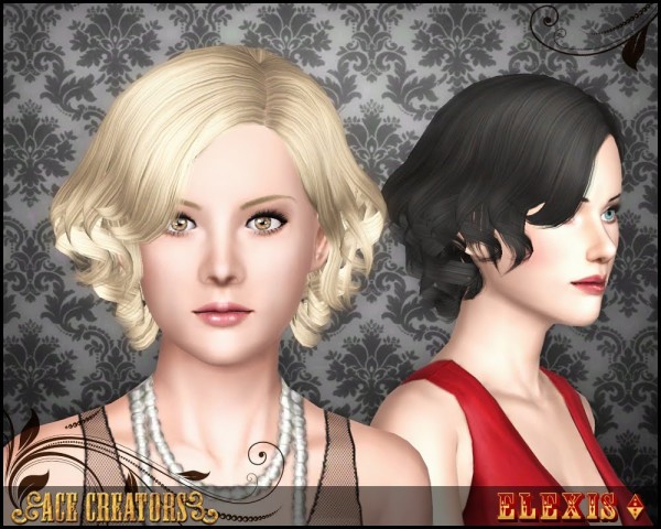 Elexis`s Waved bob hairstyle retextured by Ace Creators for Sims 3