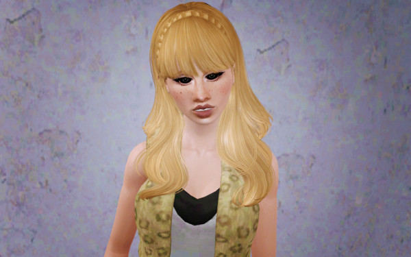 Braided crown with bangs hairstyle   Sky Sims 73 retextured by Beaverhausen for Sims 3