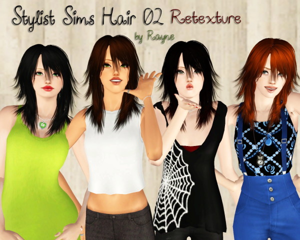 Fringed hairstyle with bangs retextured by Rayne`s Factory for Sims 3