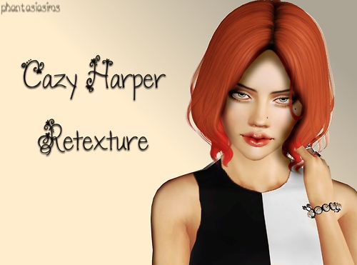 Wavy bob hairstyle  Cazy Harper Retextured by Phantasia for Sims 3