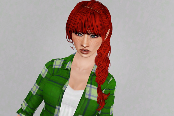 Braided side with bangs hairstyle   Sky Sims 57 retextured by Beaverhausen for Sims 3