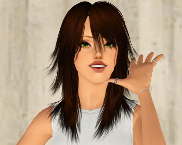 Fringed hairstyle with bangs retextured by Rayne`s Factory for Sims 3