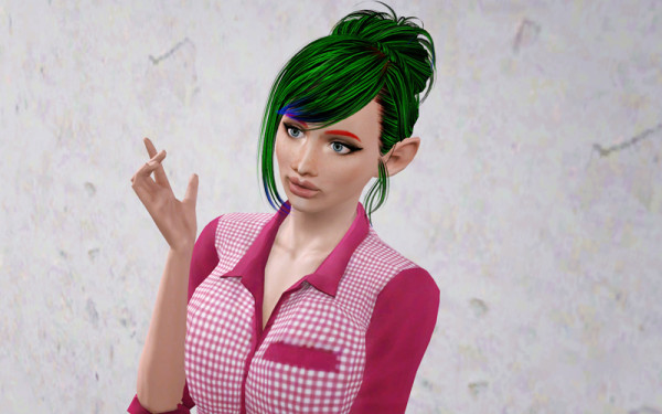 The pinky hairstyle   Sky Sims 92 retextured by Beaverhausen for Sims 3