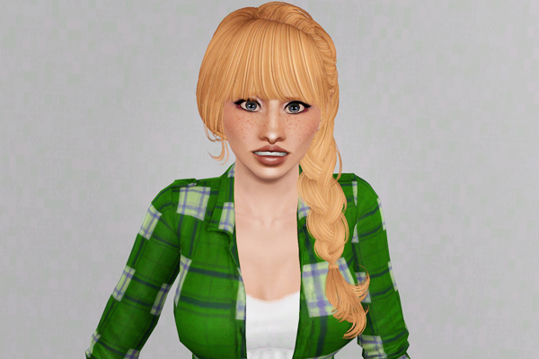 Braided side with bangs hairstyle   Sky Sims 57 retextured by Beaverhausen for Sims 3