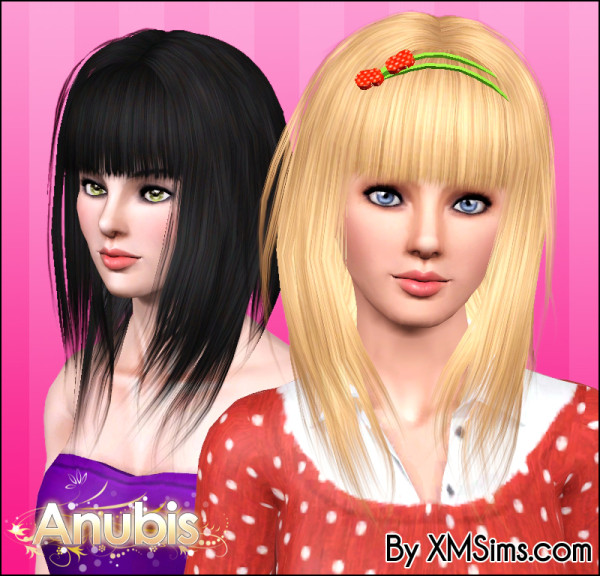 Jagged edges with bangs XM 29&30 hairstyle retextured by Anubis for Sims 3