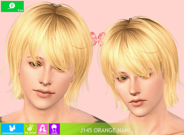 Gorgeous look hairstyle   J145 Orange Nami for Sims 3