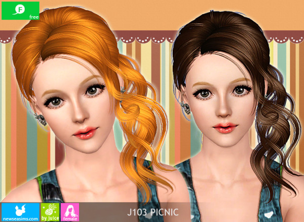 Curly chignon hairstyle J103 Picnic by NewSea for Sims 3