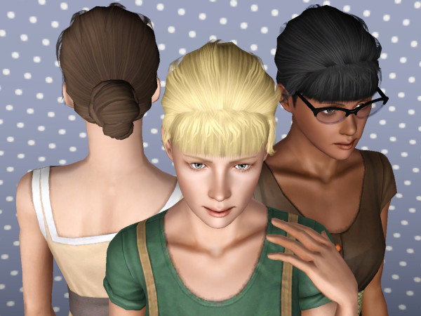 Dancer chignon hairstyle Sugar bun by Lunararc at Mod The Sims for Sims 3