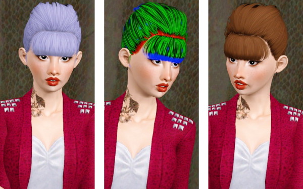 Dimensional bangs hairstyle Nightcrawler 13 retextured by Beaverhausen for Sims 3