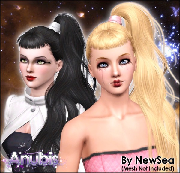 Dimensional side ponytail hairstyle NewSea`s BornThisWay retextured by Anubis for Sims 3