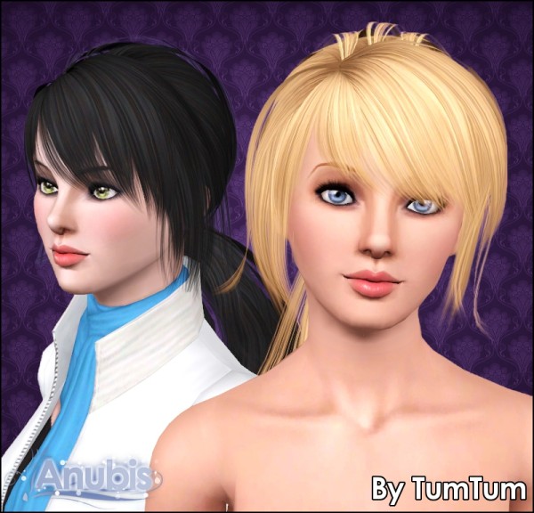 Wrapped large ponytail TumTums Anto` 52 retextured by Anubis for Sims 3