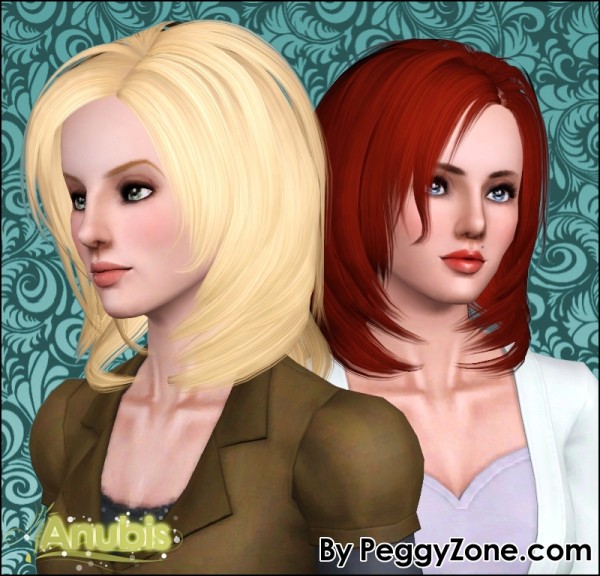 Below under the chin hairstyle Peggy`s 493 retextured by Anubis for Sims 3