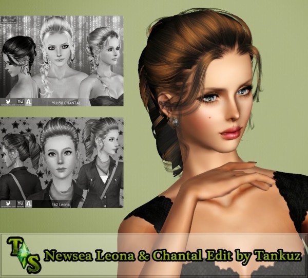 Tornado ponytail Newsea Leona & Chantal retextured by Tankuz for Sims 3
